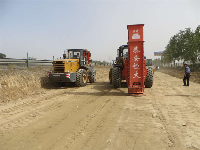 two 36KJ rapid impact compactors for roadbed construction